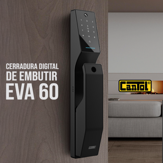 CERRADURA DIGITAL INTELIGENTE EVA-60-14 EMBUTIR NEGRO